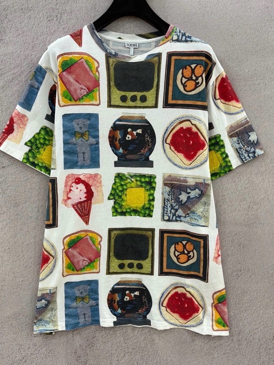 Loewe Other - Loewe White Short-Sleeve Graphic Kids Tee with Multi-Color Prints